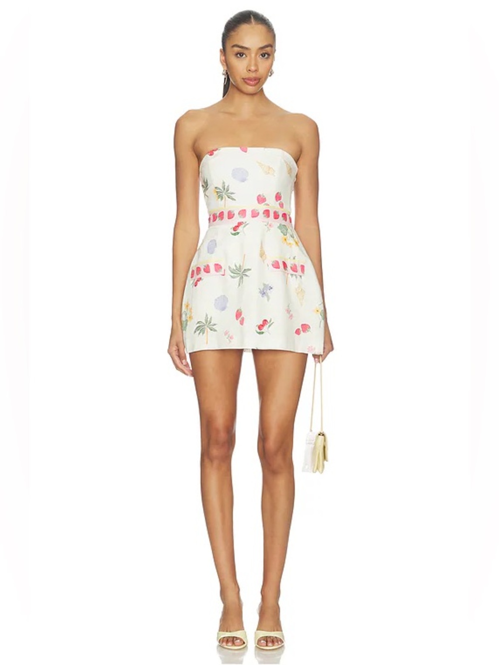 NEW AMANDA UPRICHARD Strapless Bethany Romper Boardwalk White Linen Blend Medium